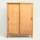 Parisian art deco wardrobe sliding doors solid raw oak