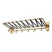 Coat rack, vintage 1950s-60s golden aluminium hats.