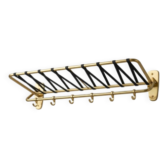 Coat rack, vintage 1950s-60s golden aluminium hats.