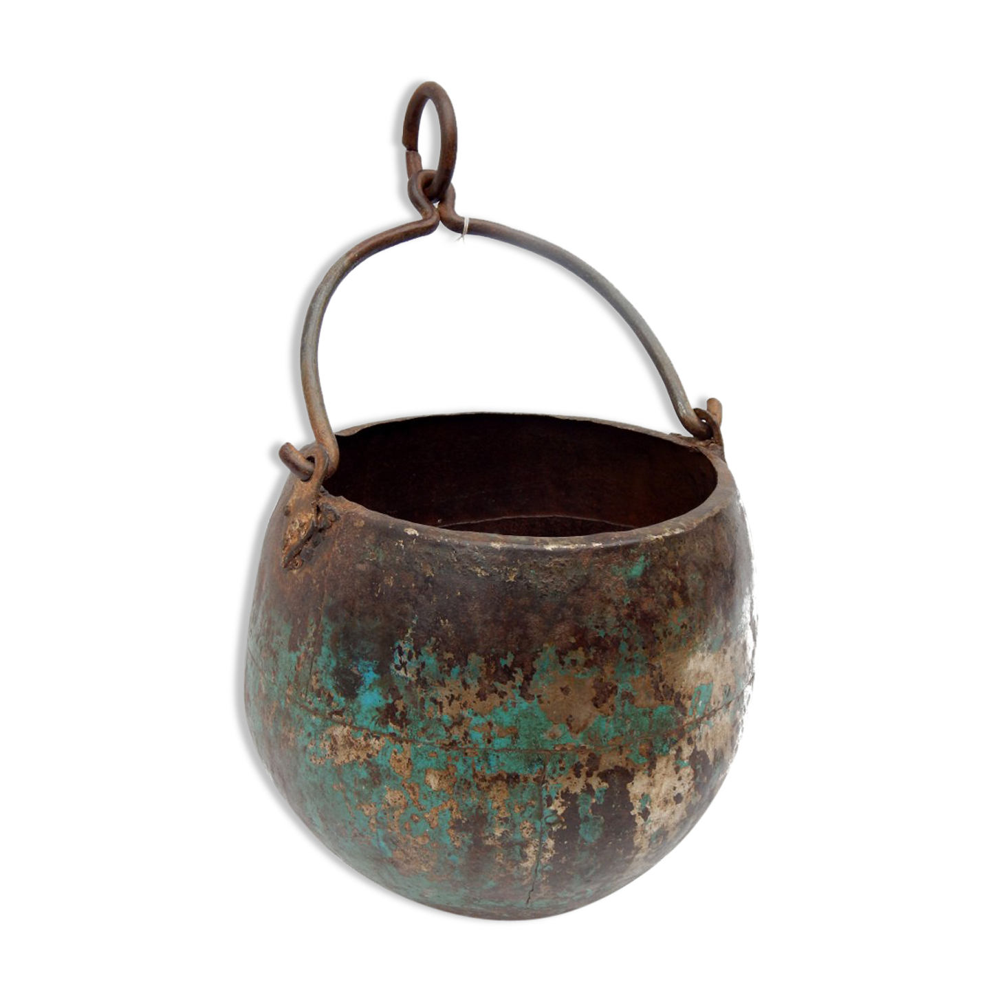 Pot water round vintage metal hanging