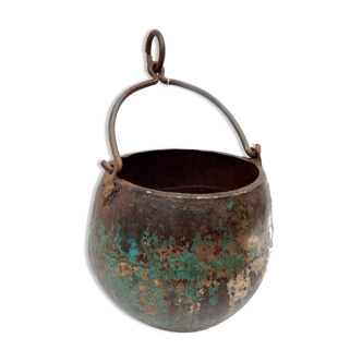 Pot water round vintage metal hanging