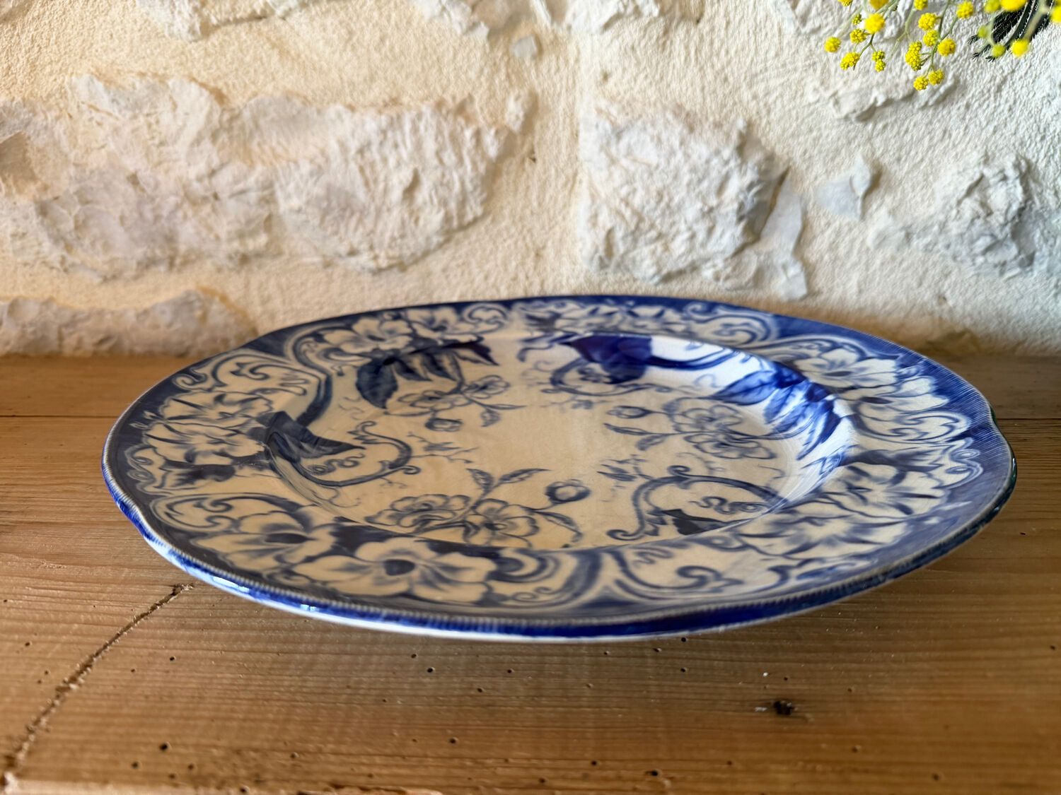 Round plate in ironstone Creil and Montereau model Flora