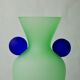 Green and blue satin murano glass vase, Menphis style, Italy, 1980