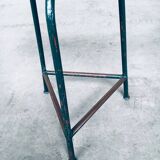 Set of Industrial Green Tripod Stool Set, Belgium, 1950s