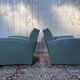 Paire de fauteuils club en Skaï vert 1940