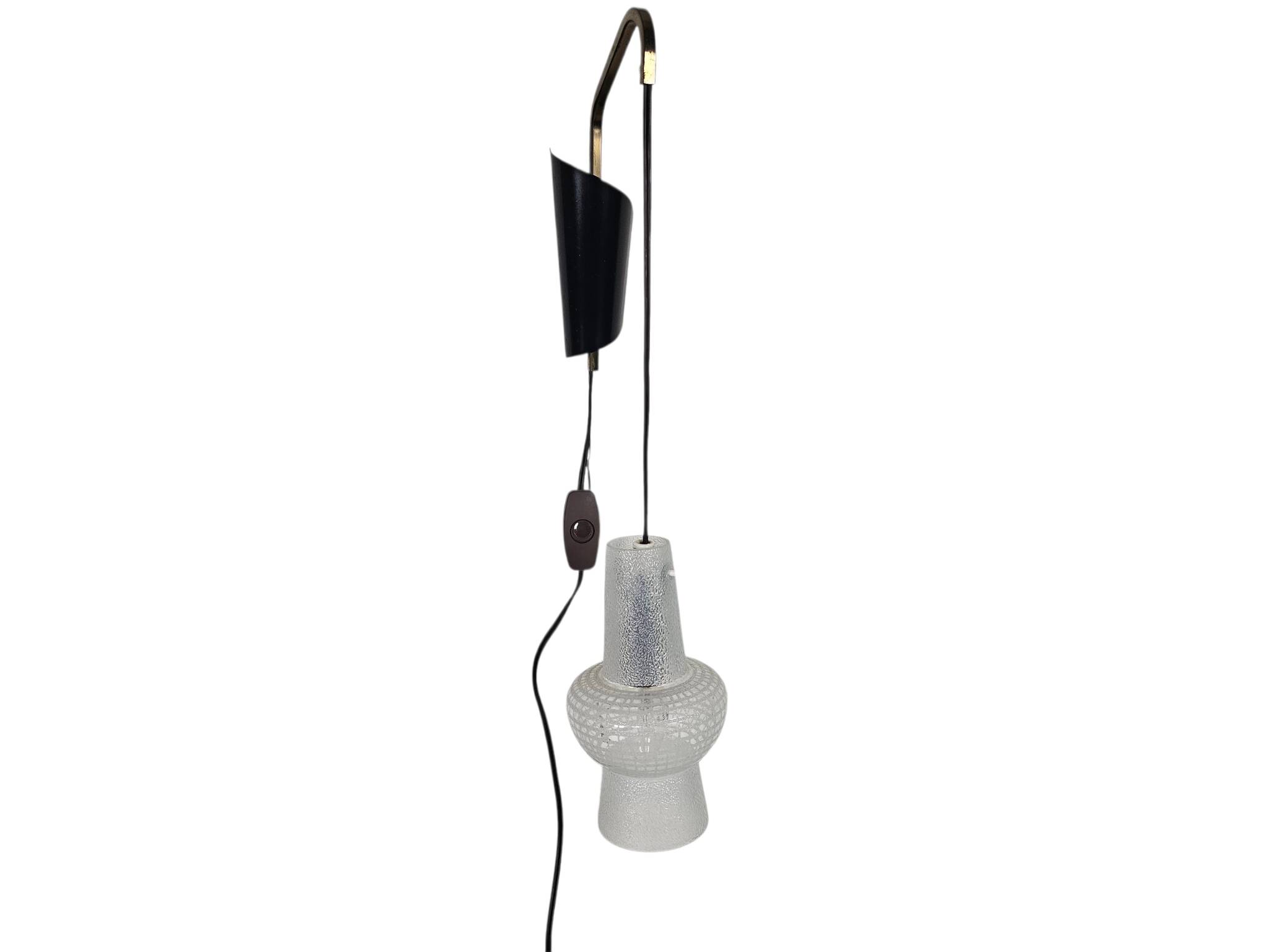 Suspension design néerlandais - Philips - modèle NX 14 - verre satiné - années 50 - Louis Kalff