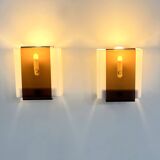 Pair of Space Age smoked wall sconces, 1970s