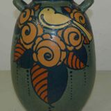 Vase ancien en terre cuite émaillée  art nouveau  « Paul Jacquet »
