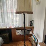 Vintage solid turned wood floor lamp