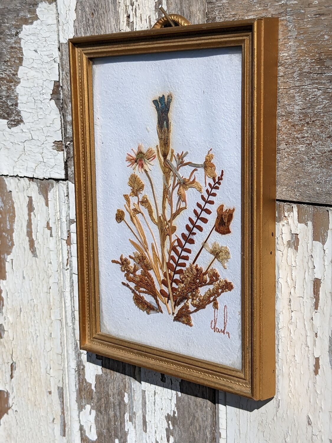 Vintage frame dried flowers