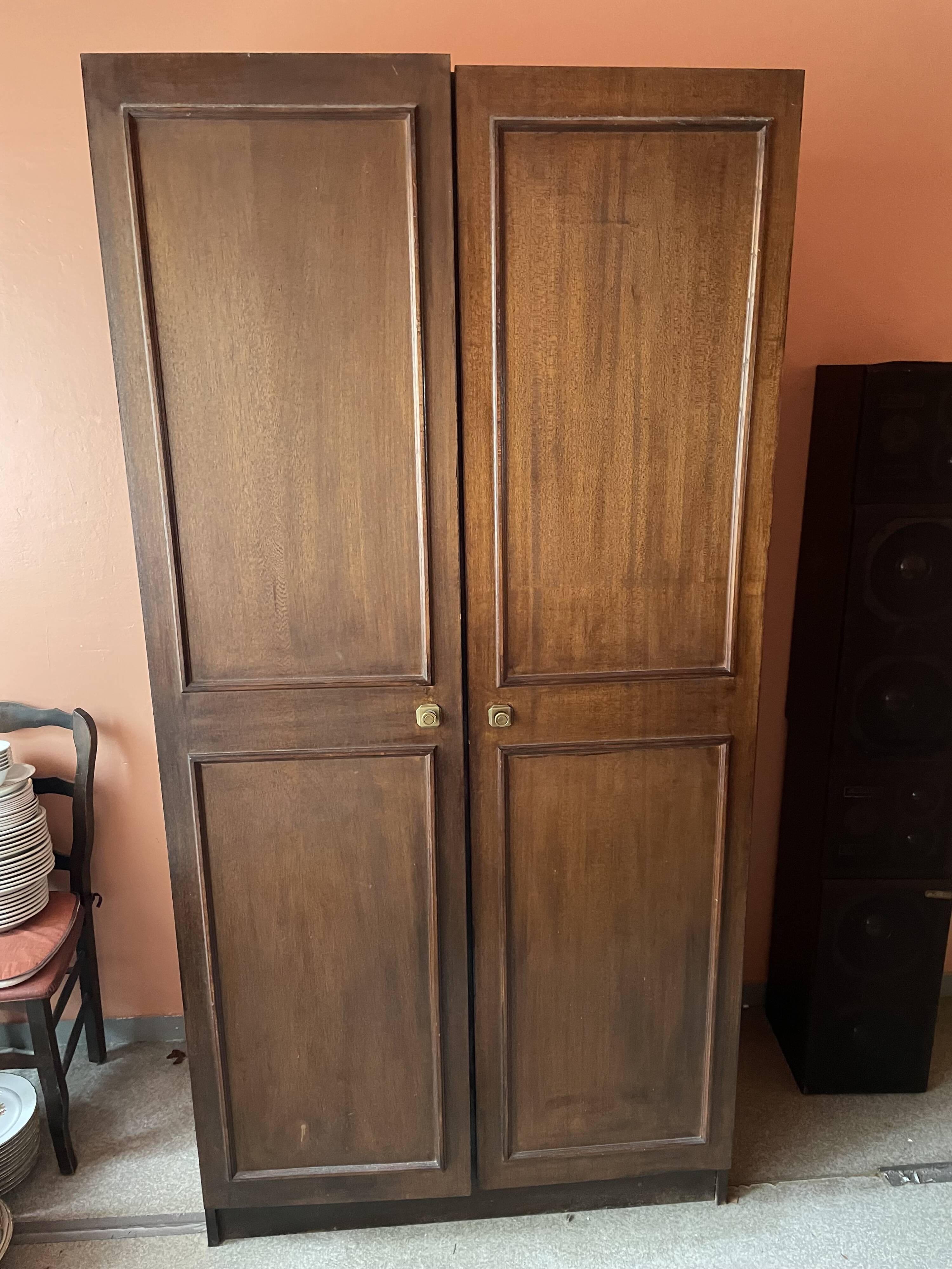 Set of 2 vintage solid wood cabinets + designer display cabinet