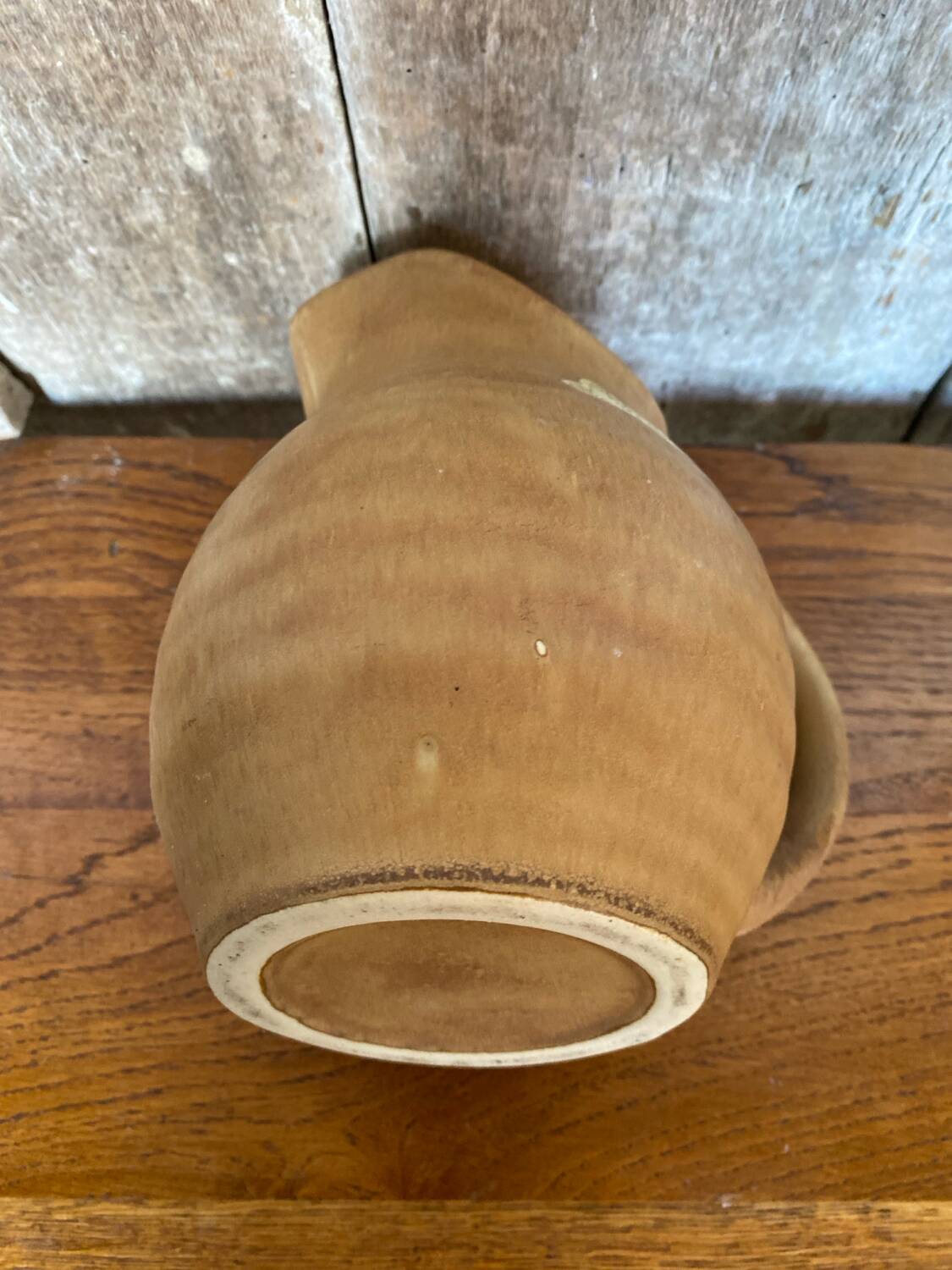 Antique pitcher old beige stoneware made in france vintage