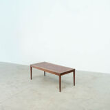 Danish red ceramic and teak coffee table