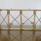 Bamboo rattan coat rack, 3 hooks 70s