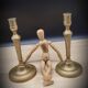 Duo round brass candle holders