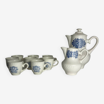 Porcelain Coffee Set, Classic Blue Floral Pattern