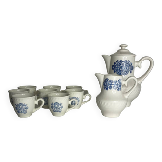 Ensemble à Café en Porcelaine, Motif Floral Bleu Classique