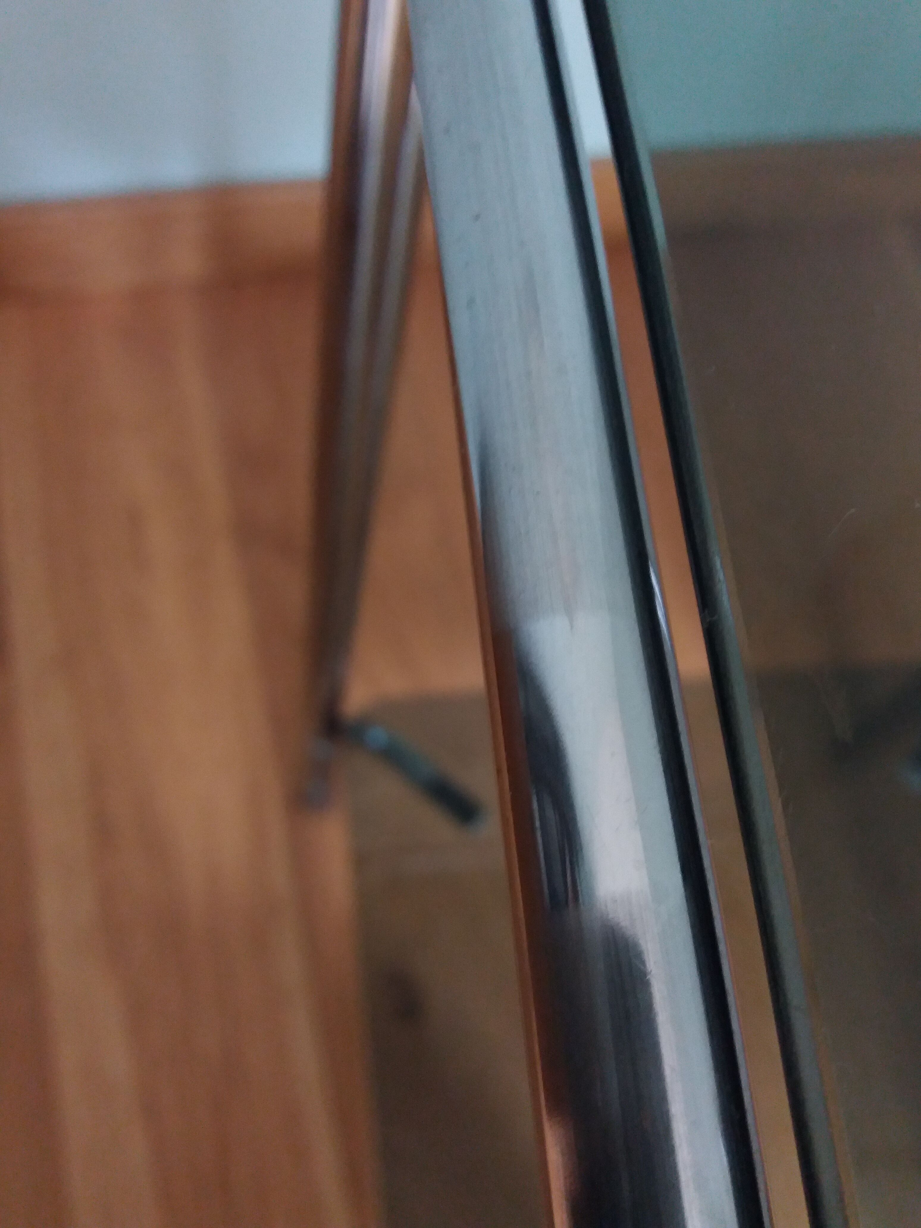 Console end table in chrome metal and smoked glass Space Age