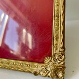 Vintage gold colored metal picture frame 24.5 cm x 18 cm convex glass