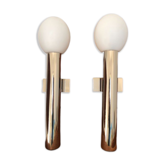 Pair of chrome wall lamps from Sciolari, Italy 1970's