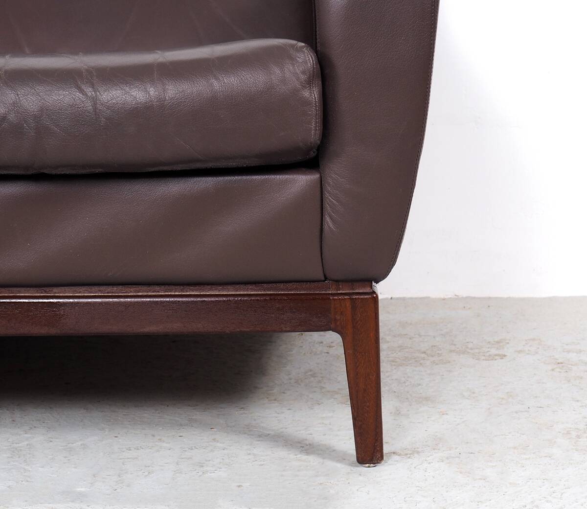 Vintage Brown Leather Sofa on Rosewood Legs from Porfilia Werke, 1960s