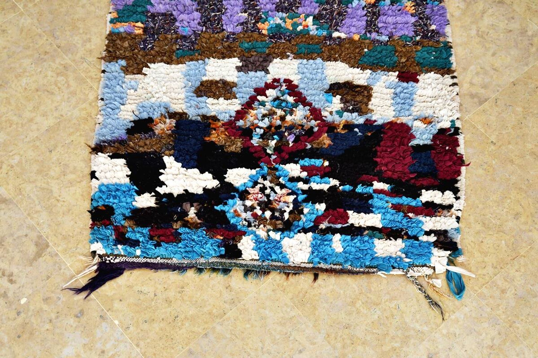 Vintage Moroccan Berber Boucherouite rug 238 x 85 cm
