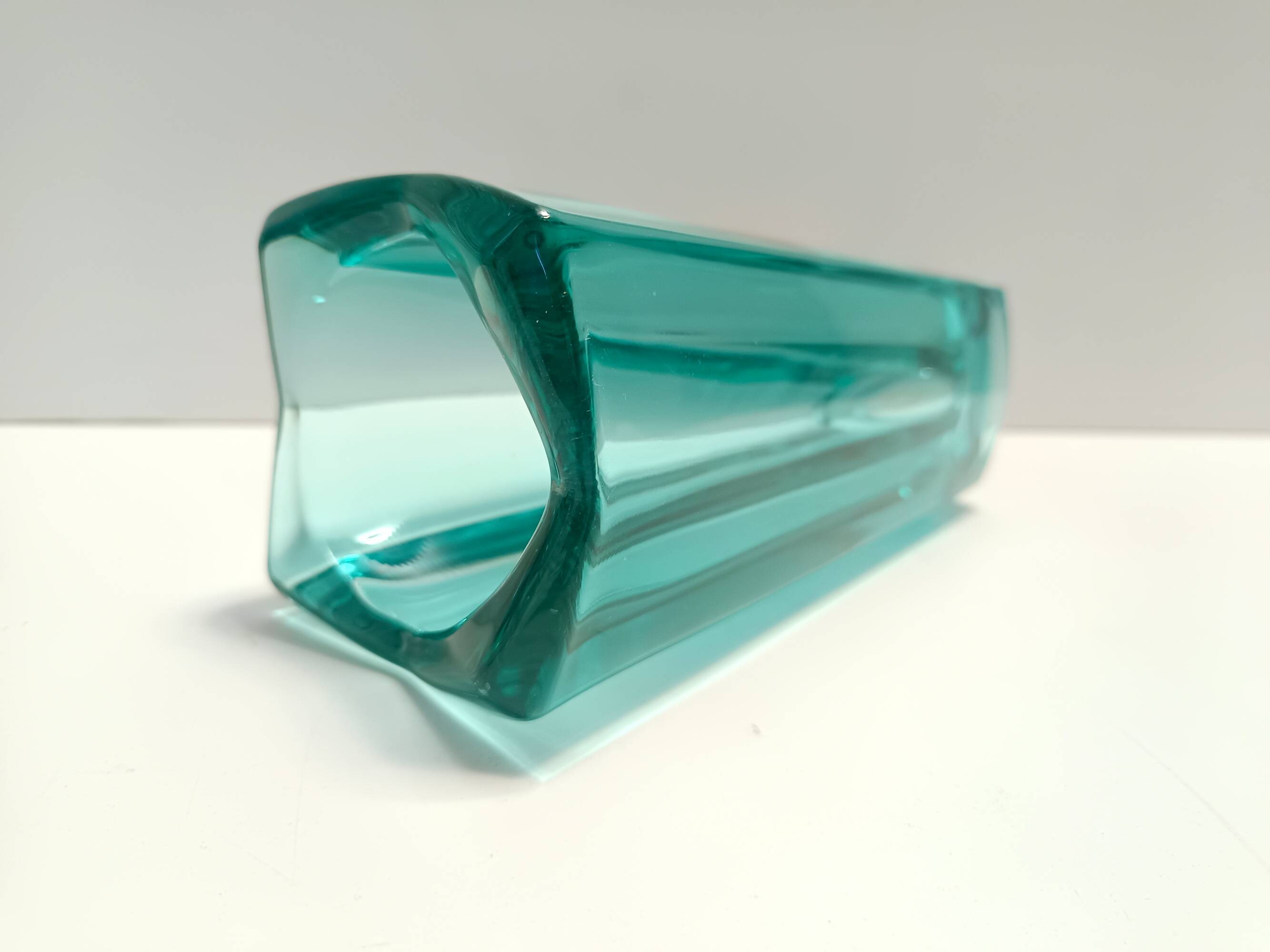 Postmodern Thick Teal Blown Glass Vase #472 by Jiri Zejmon, Czech Republic