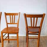 Set of 3 wooden bistro chairs 1950