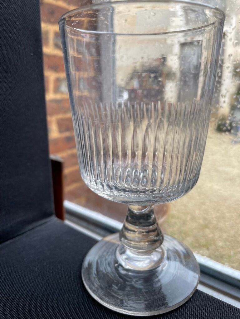 6 Large crystal glasses cut nineteenth