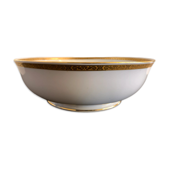 Limoges porcelain salad bowl Bernardaud, gilded Greek decoration, twentieth century