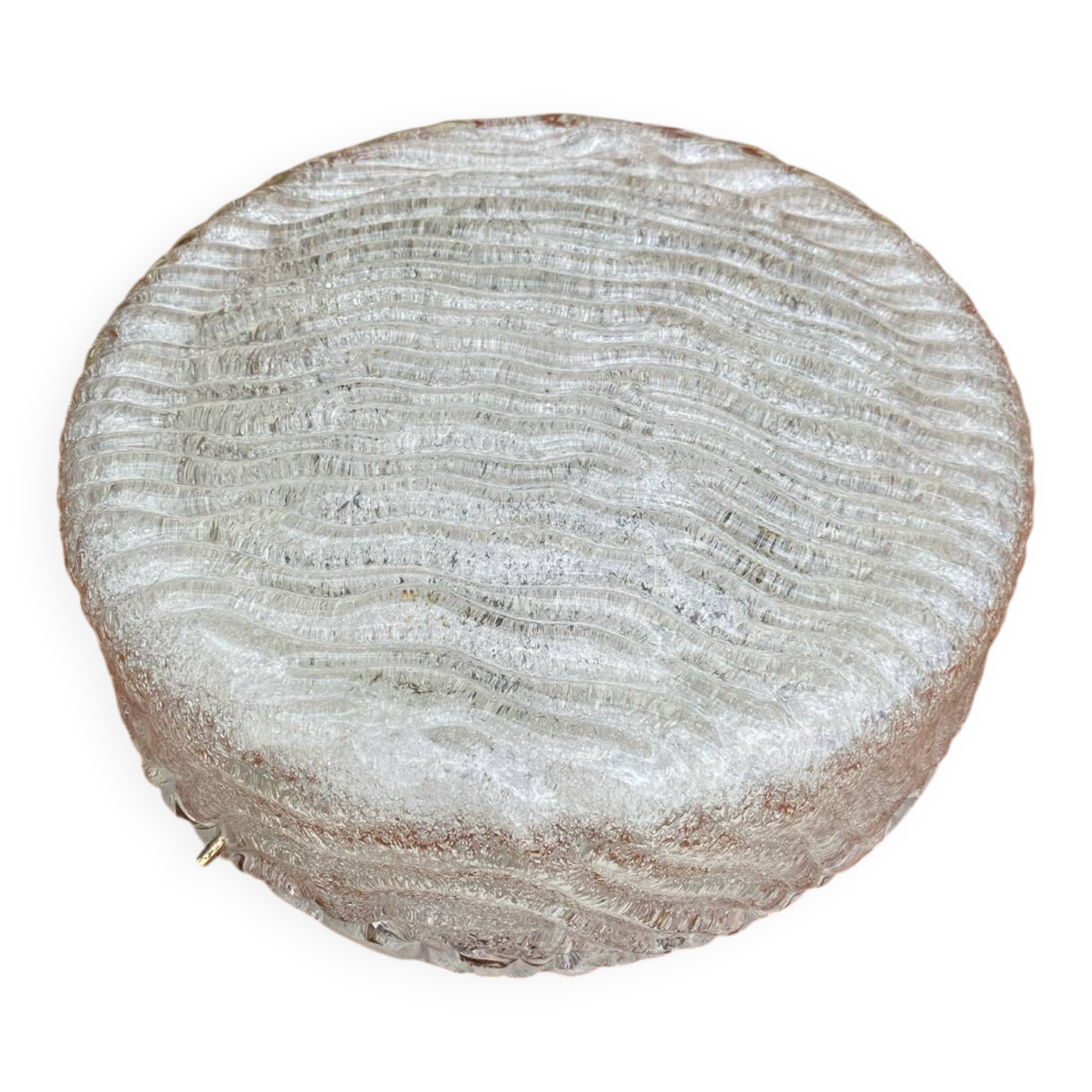 Vintage 1980s Round Molded Glass Ice Cube Wall Sconce