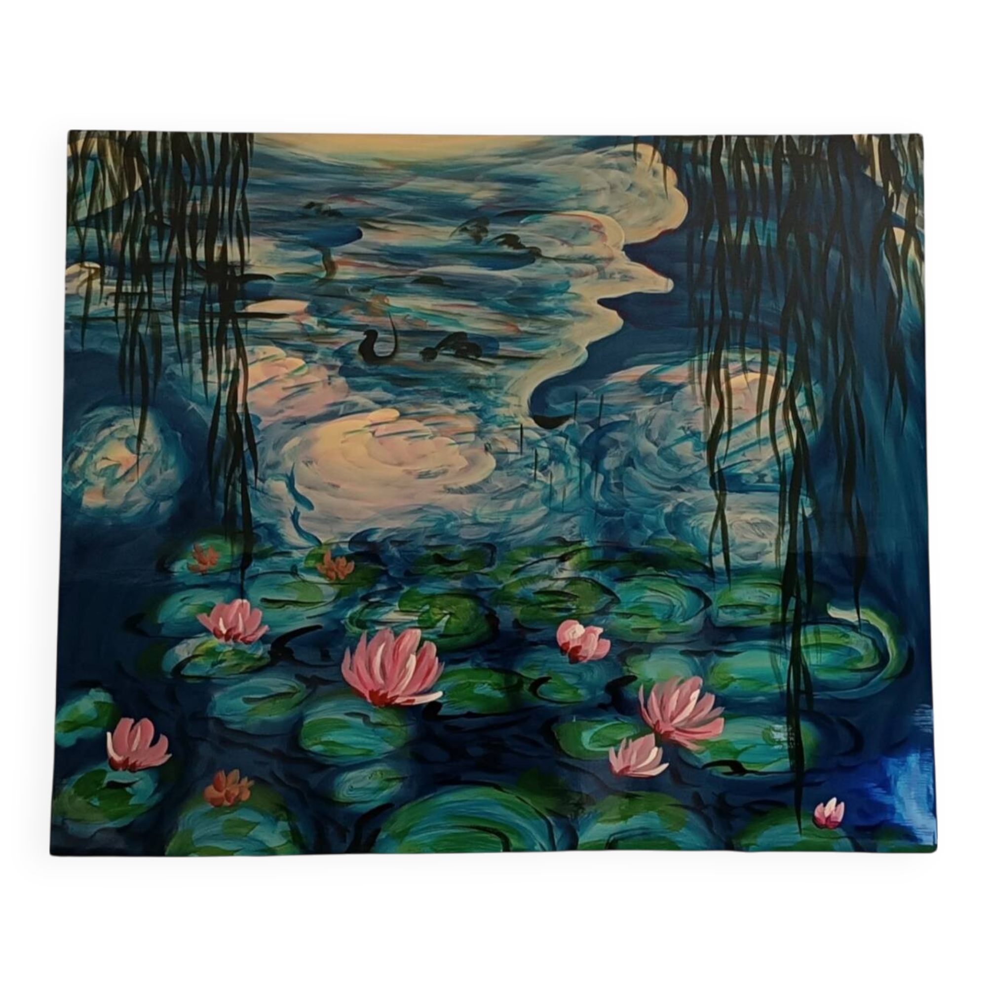 Les Nymphéas de Monet, peinture sur bois