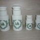 Set of 4 glass jars opal from italy white and green