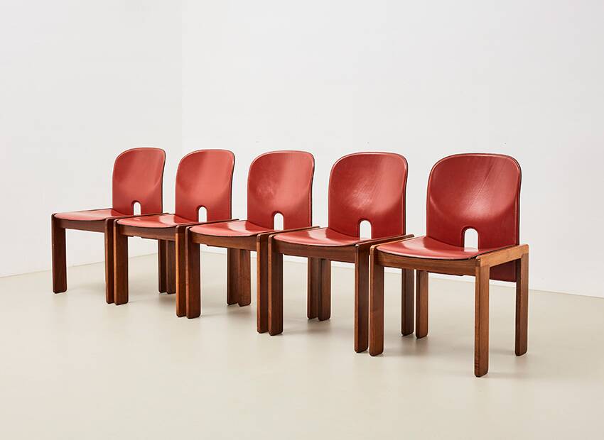 Tobia & Afra Scarpa Set of 5 Model 121 Dining Chairs for Cassina Italy 1965
