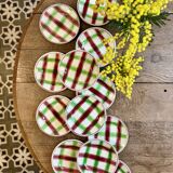 Lot de 12 assiettes dessert anciennes, modèle Sousse de Digoin Sarreguemine