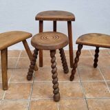 Set of four rustic solid wood plant holders, 31 to 43 cm