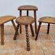 Set of four rustic solid wood plant holders, 31 to 43 cm