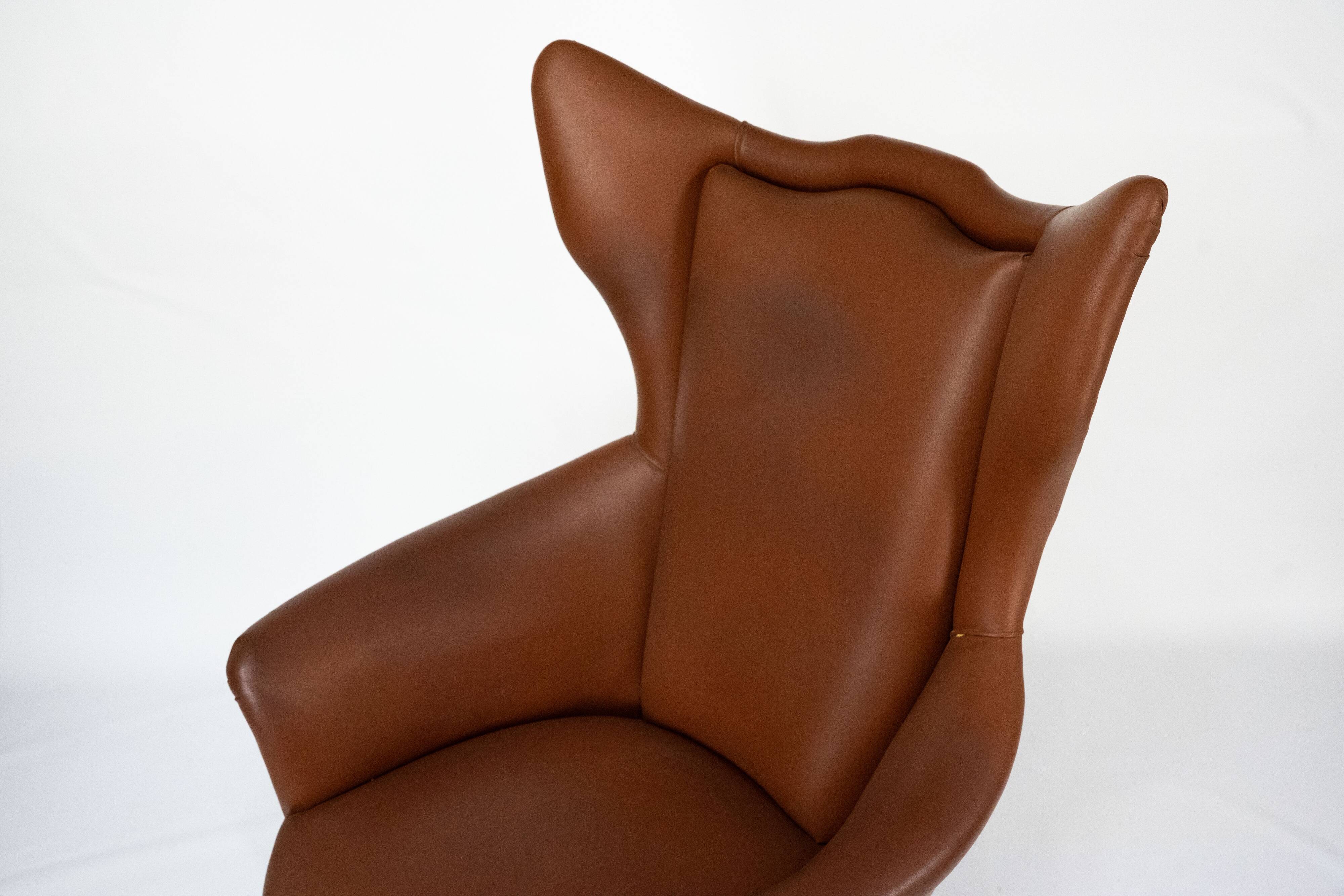 Mid-Century Italian Wingback Armchair in Leatherette, 1950s