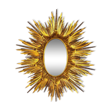 Miroir soleil et épis en bois dorée début XXème 99cm