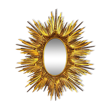 Large Mirror sun and gilded wooden spikes, early 20th century, 99cm