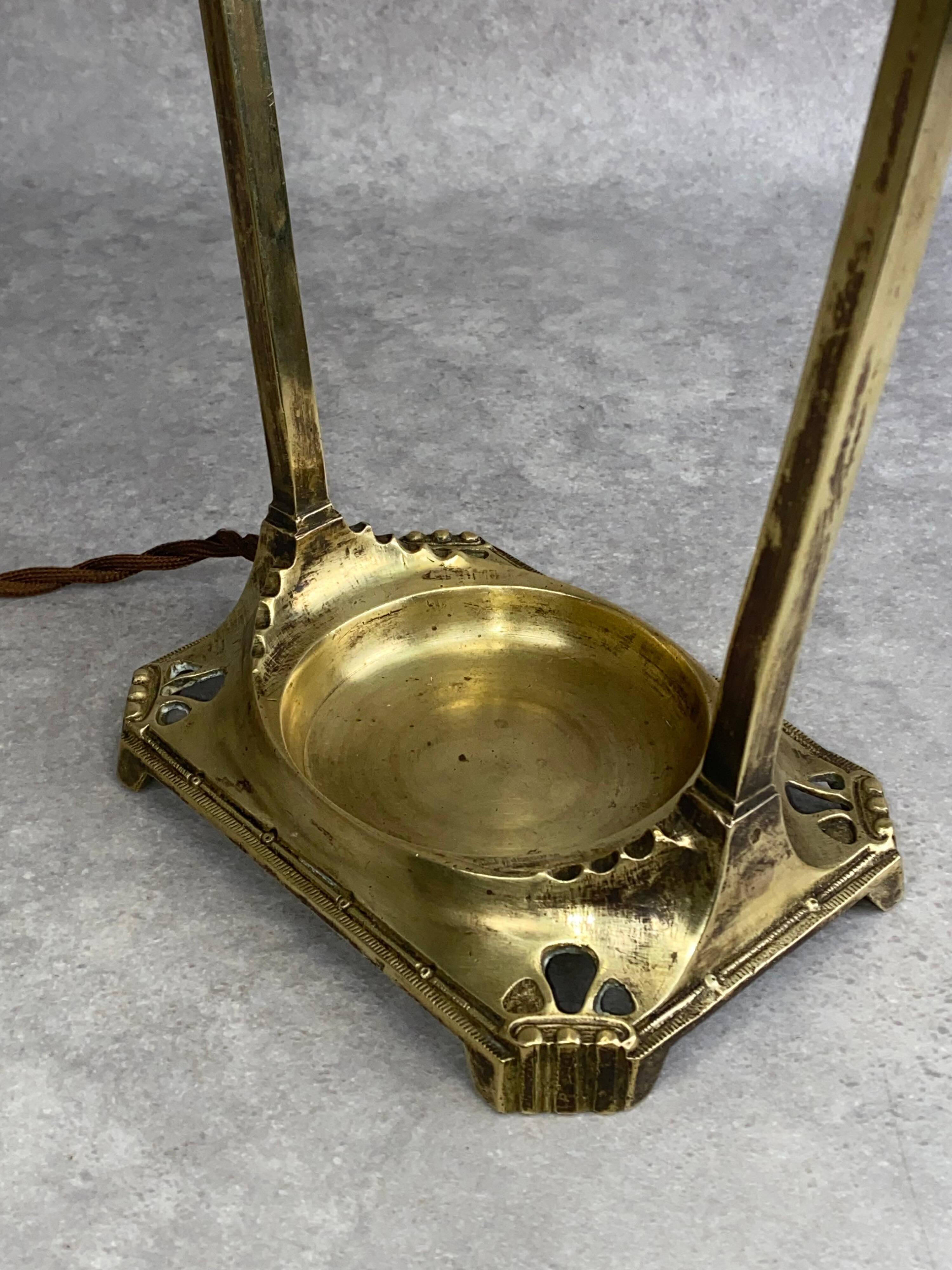 Large Jugendstil desk lamp with crystals