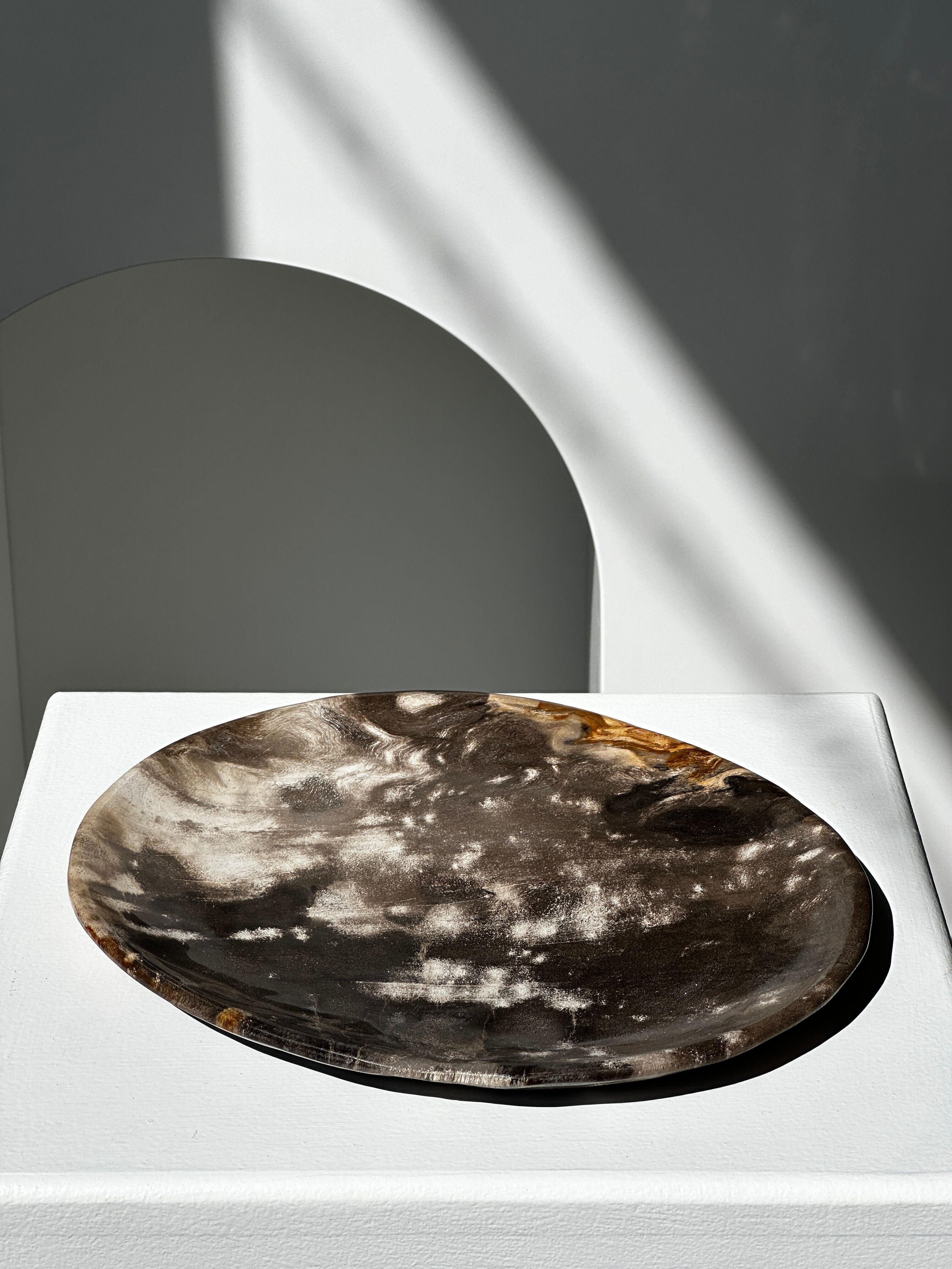 Dish in petrified wood