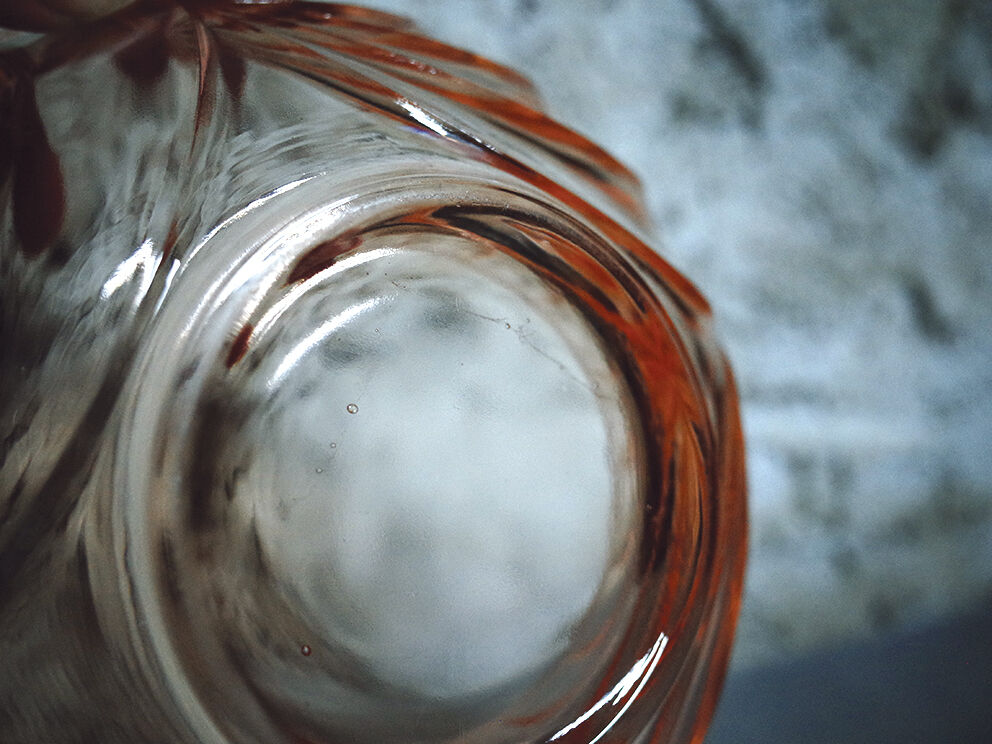 Pink glass art deco candy