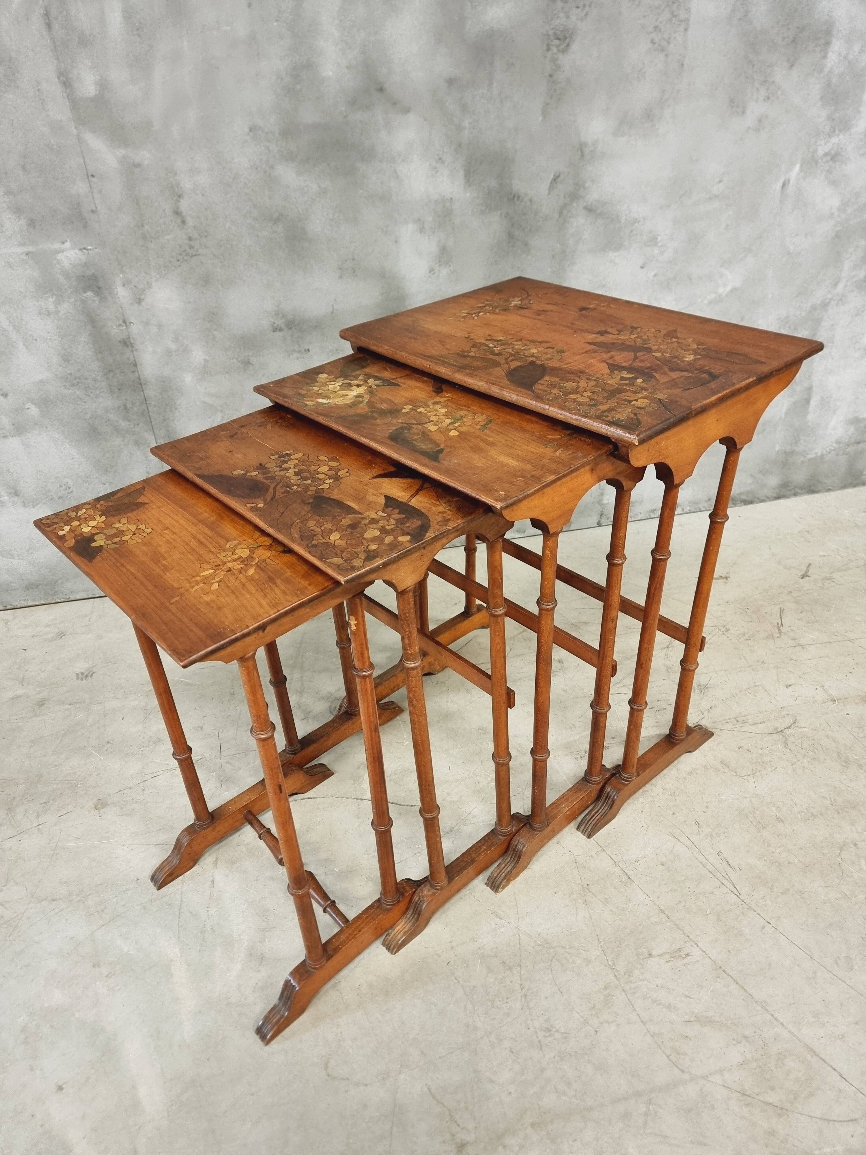 Set of 4 nesting tables Art Nouveau 1930s