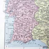 Spain and Portugal vintage map 43x43cm from 1950