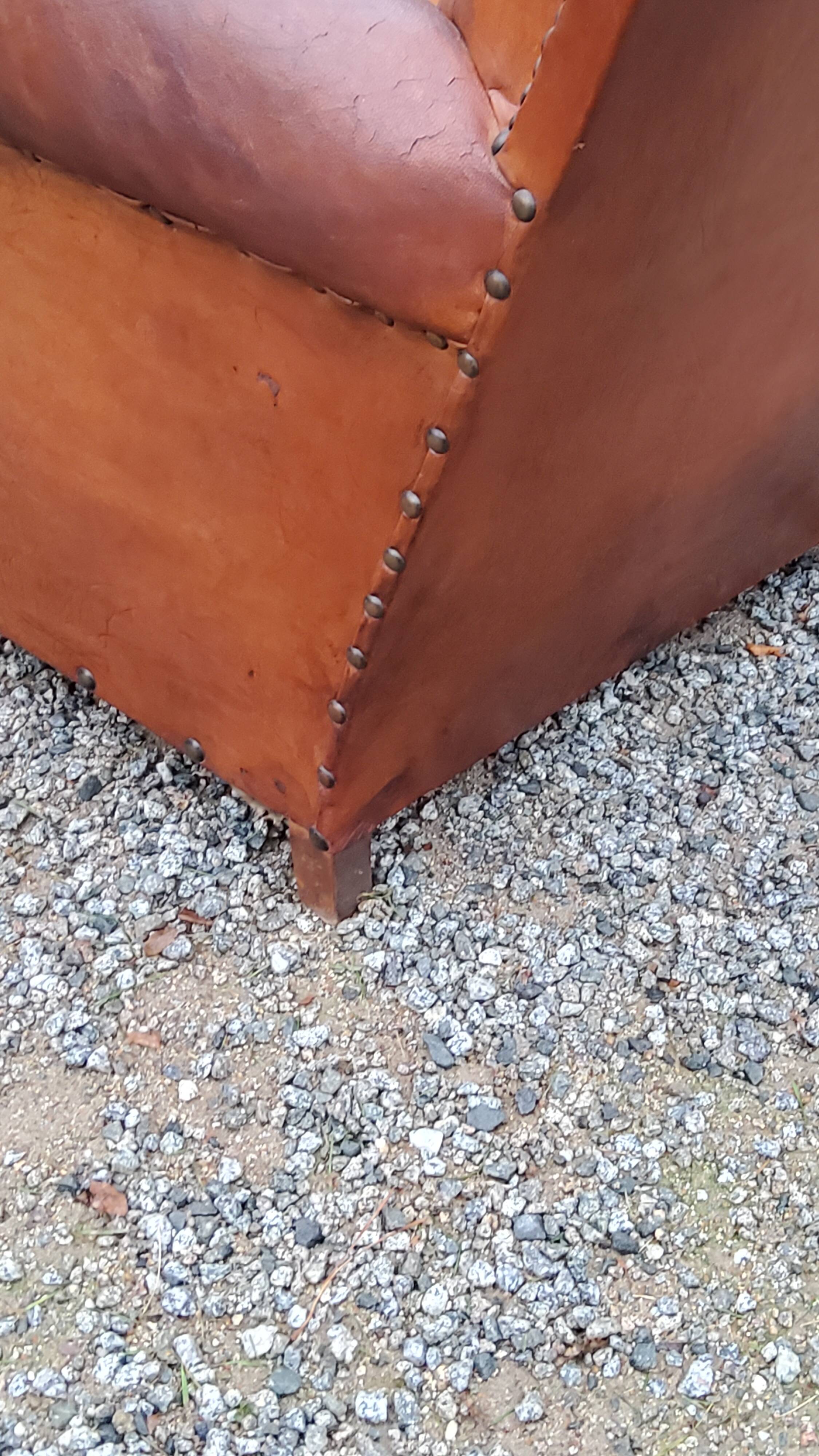 Leather club armchair back mustache from the 30s