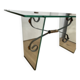 Glass and Wrought Iron Coffee Table, Italy 1960