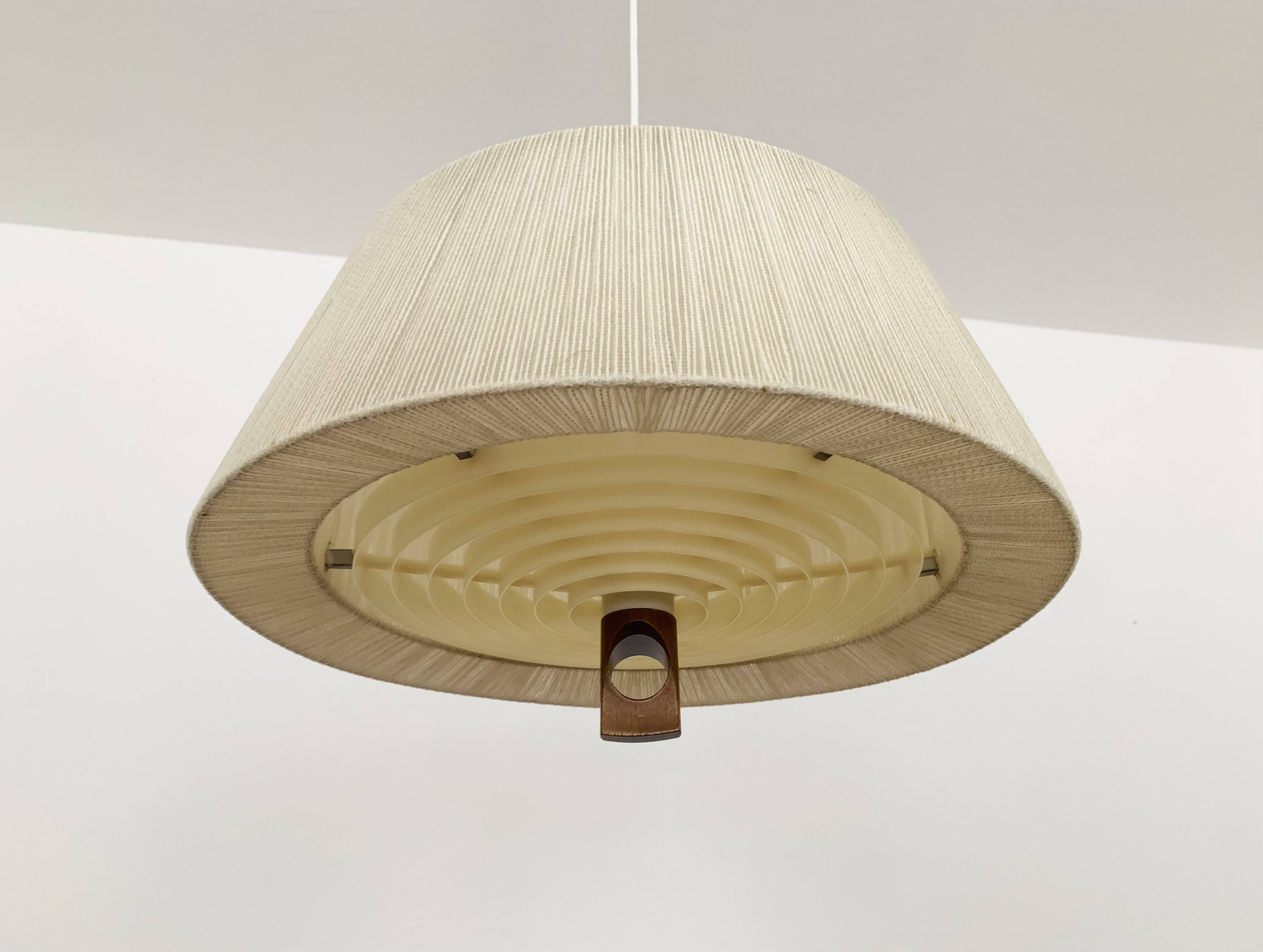 Raffia Bast and Walnut Pendant Lamp by Temde