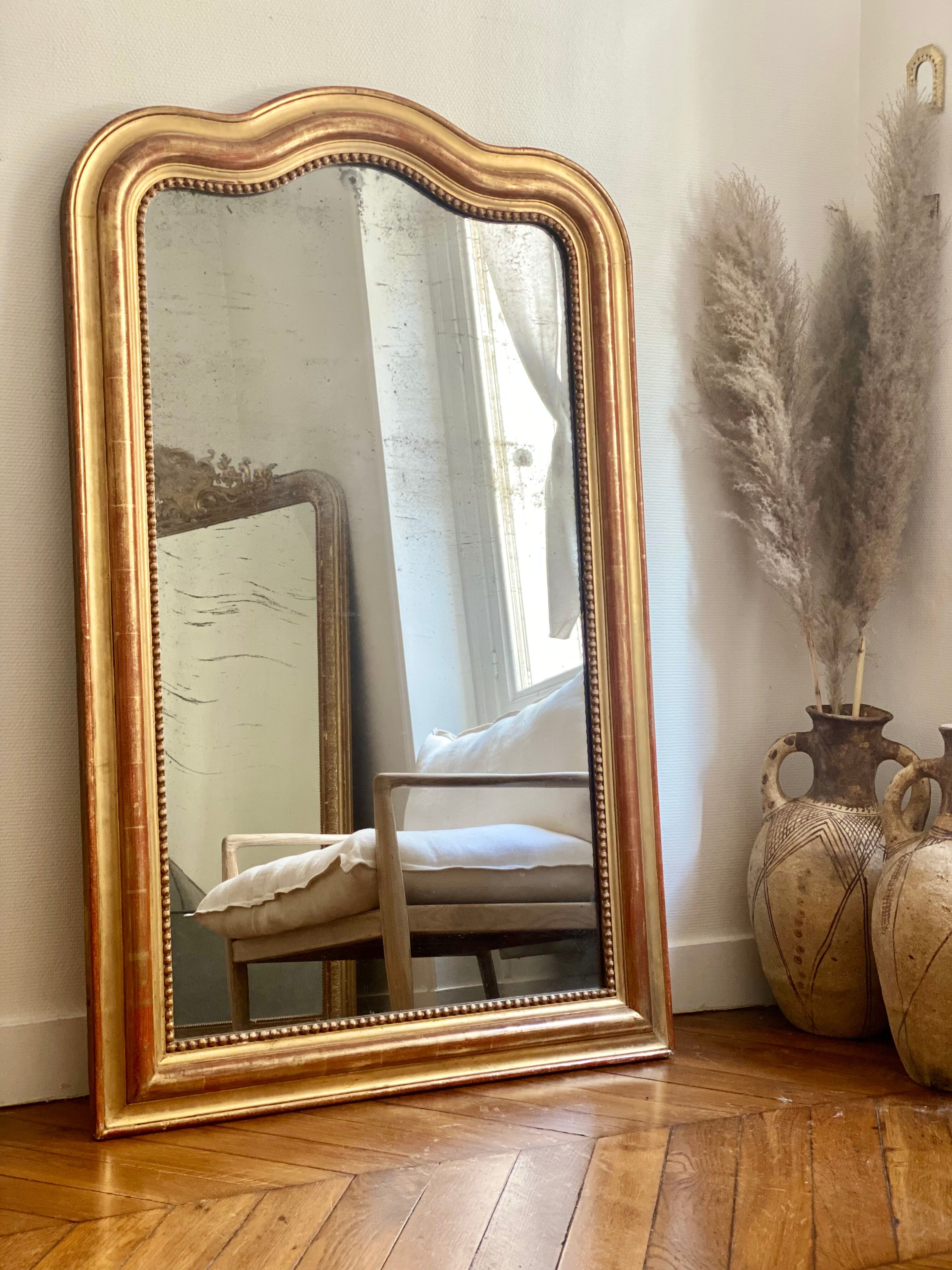 Old mirror louis Philippe golden gold leaf fireplace