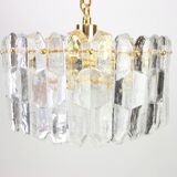 Magnificent luminaire in gilded brass and crystal glass Palazzo, Kalmar, Austria, 1970.